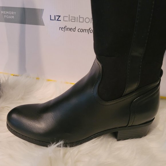 New Liz Caliborne Memory Foam Black Riding Boots - Sz 8 - Picture 6 of 10